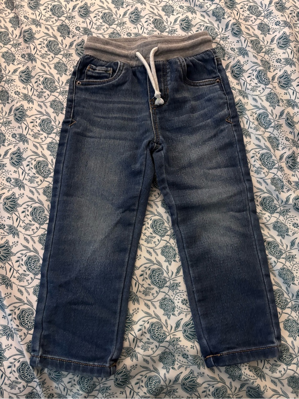 Cat & Jack Dark Blue Denim Jogger Pants with Grey Waistband